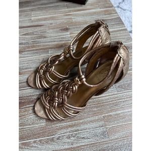 Tori Burch Gold Strappy Sandals Size 8